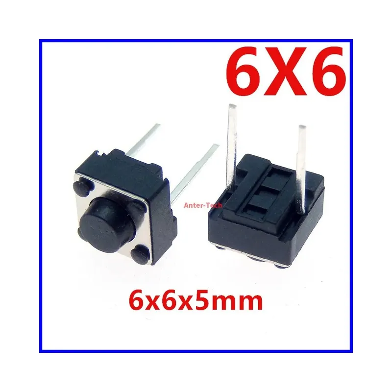 100db nyomógomb Kapcsoló Azonnali Nyomógomb 6x6x5 6*6*5mm középső tűs 2 Tűs Expressz szállítás
