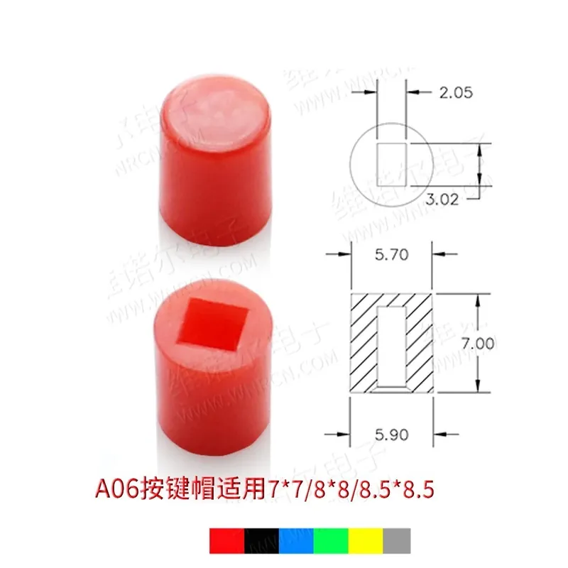 A06-ChengHaoRan 10db/csomag 6*6MM Nyomógombos Kapcsoló kupak Mikrokapcsoló gomb csomag Jogkapcsoló Legnépszerűbb