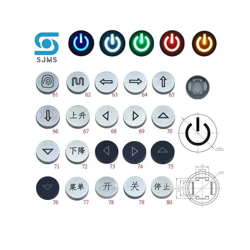 7-es7-10db LED OD 10mm Kapcsoló kupak 6*6 mm-es Nyomógombhoz Azonnali LED Nyomógombos Kapcsolóhoz Nyíl iránya No,61-No,90 Gyors szállítás