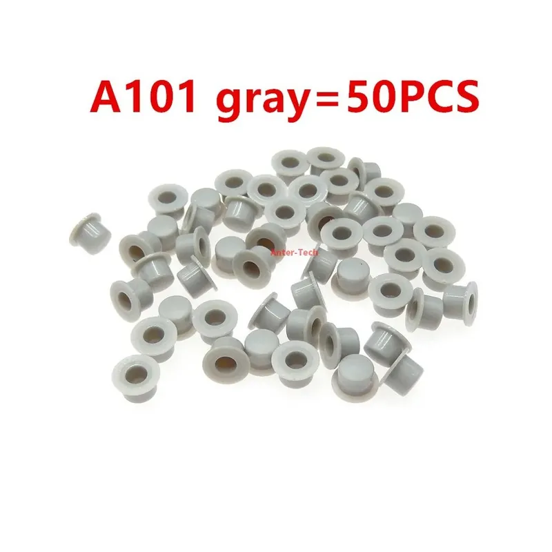 Vásárlói kedvenc Furat átmérő 3,4 mm-Szürke-50db A101 Nyomógombos Kapcsoló Kerek kupak típus 6 x 6mm-es Sima Mikrokapcsolóhoz kupak készlet