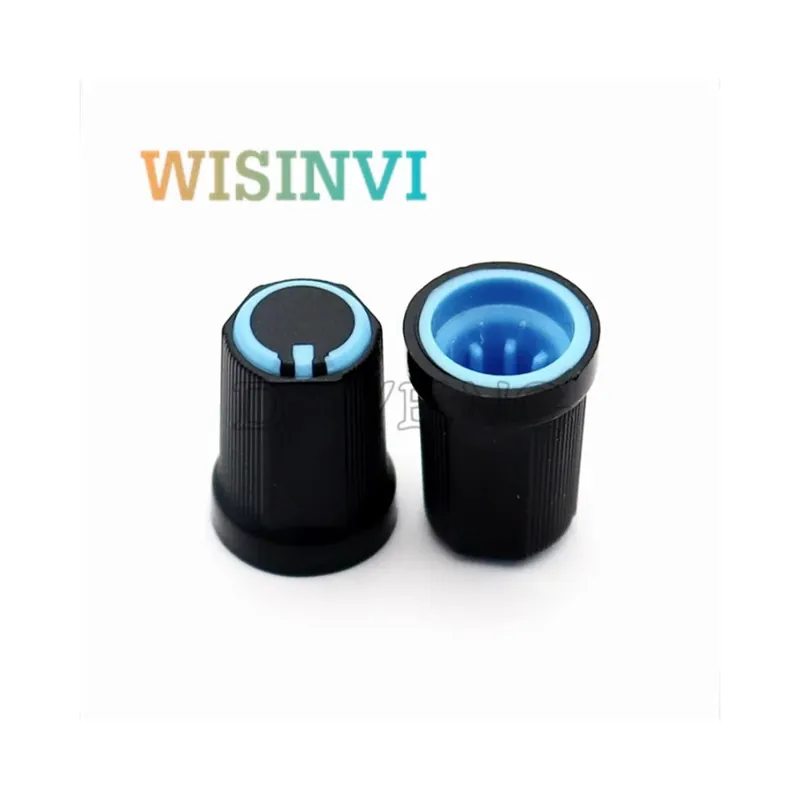 Biztonságos fizetés Kék-Virágtengely-10db Keverő konzol gomb Féltengelyű Potenciométer szabályozó kupak Átmérő 12 Magasság 16,5MM 270 fok