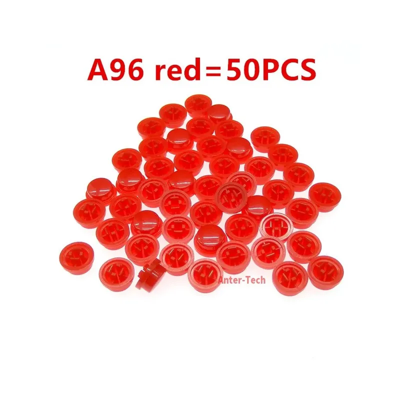 Piros-50db A95 Színes Műanyag Mikrokapcsoló Azonnali Kapcsoló gomb kupak Méret 9,8*5,8mm 6*6MM-es Négyzet alakú kupak Outlet