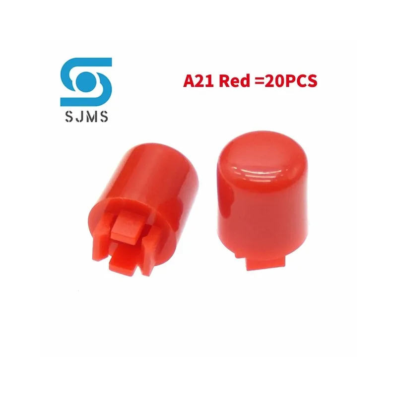 Utolsó esély Piros x 20 db-20 db A21 Kerek 9*10 mm gomb Kapcsoló gomb kupak B3F-4055 12*12*7,3mm Négyzet alakú Kapcsolóhoz