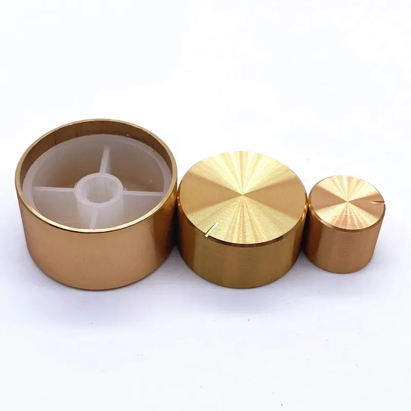 Olcsóbb 10 x 15mm-1db Arany színű Alumínium ötvözet Potenciométer Kódoló Audió gomb 6mm-es tengely furathoz
