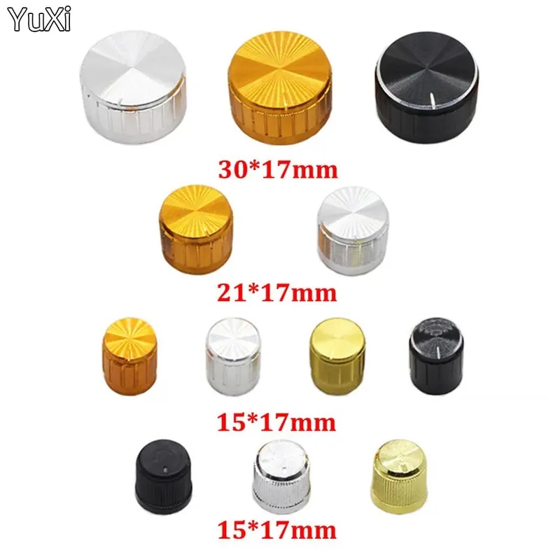 Kedvezményes ár 15x17mm Ezüst színű-YUXI 1db Alumínium ötvözet/Műanyag Potenciométer/Kódoló gomb kupak O-tengelyű Tömör Forgatható