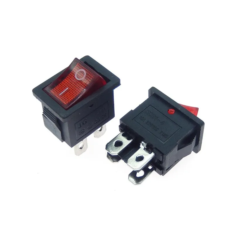4 tűs-Piros-5db KCD1 2tűs 3tűs 4tűs 21*15mm ON-OFF csónak autó Billenőkapcsoló 6A/250V AC 10A/125V AC Világítással Azonnal elérhető