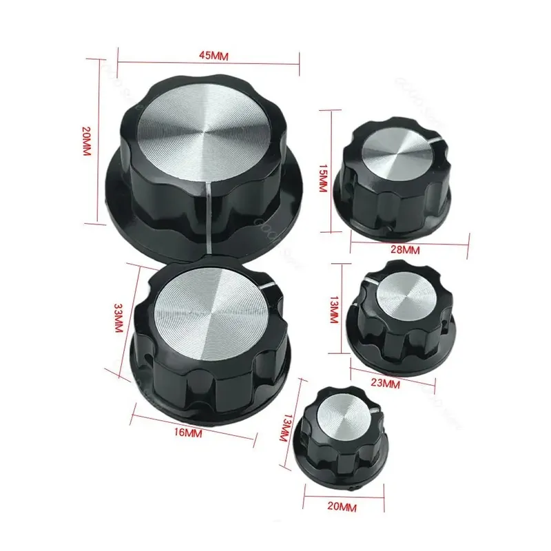 Vedd meg most A05-10db/csomag A01/A02/A03/A04/A05 Potenciométer gomb Bakelit Potenciométer gomb kupak Átmérő Belső furat 6mm