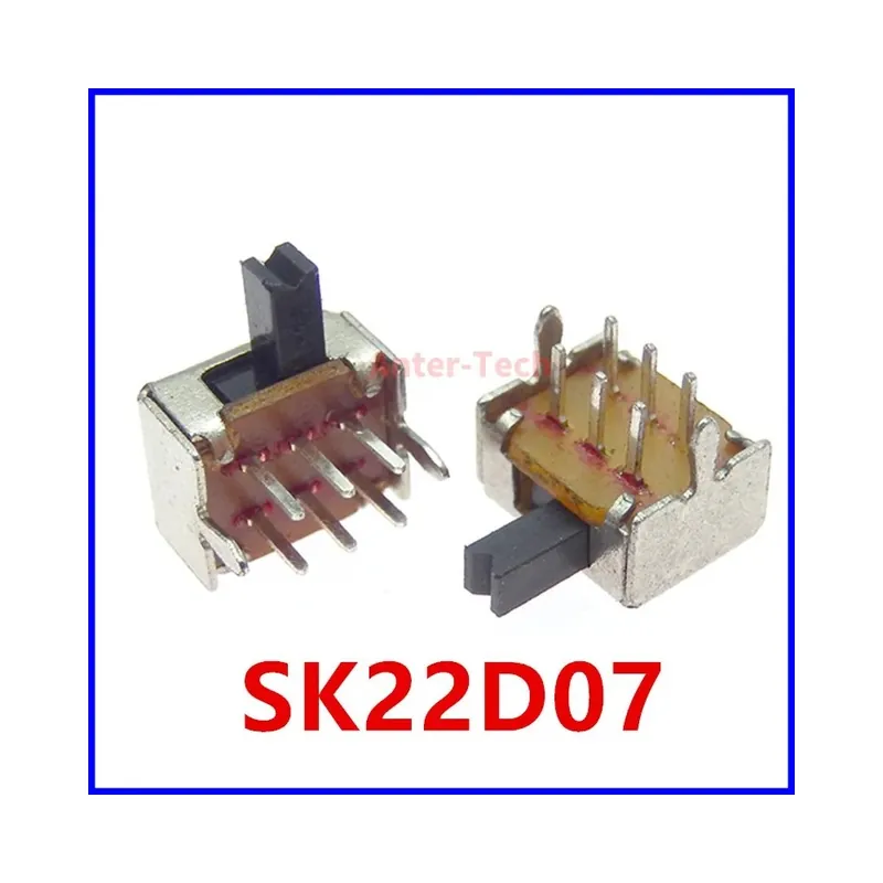 Biztonságos fizetés 4MM-10db Váltókapcsoló SK22D07VG2/3/4/5MM 2P2T 6tűs fogantyú Magasság 4mm 2mm SK-22D07