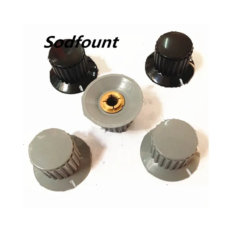 Fekete 6mm-10db KDJ25-18-6 KDJ25-20-6 Belső furat 4mm 6mm 6,4mm Potenciométer gomb Műanyag gomb (Rézmag) Biztonságos fizetés